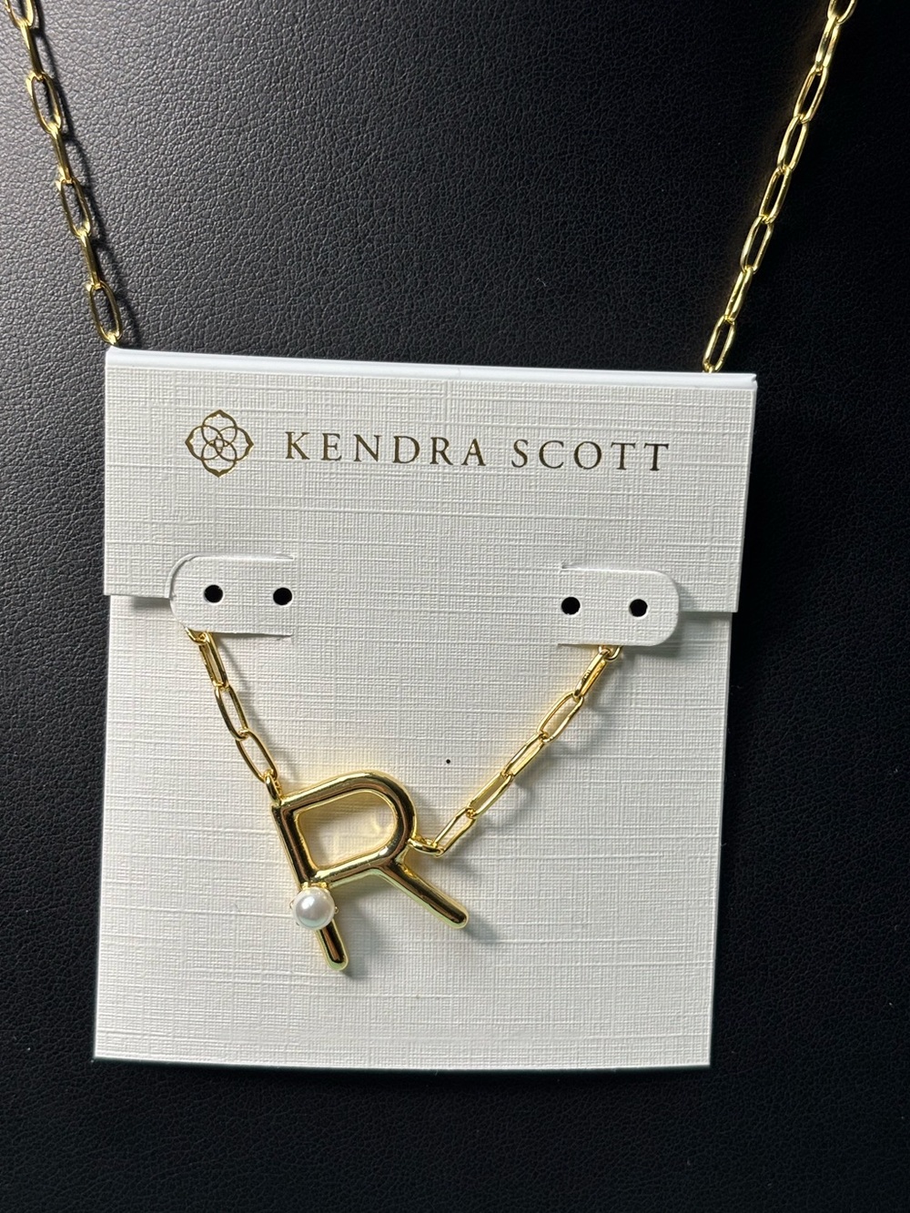 Kendra Scott Gold “R” initial Necklace with Pearl